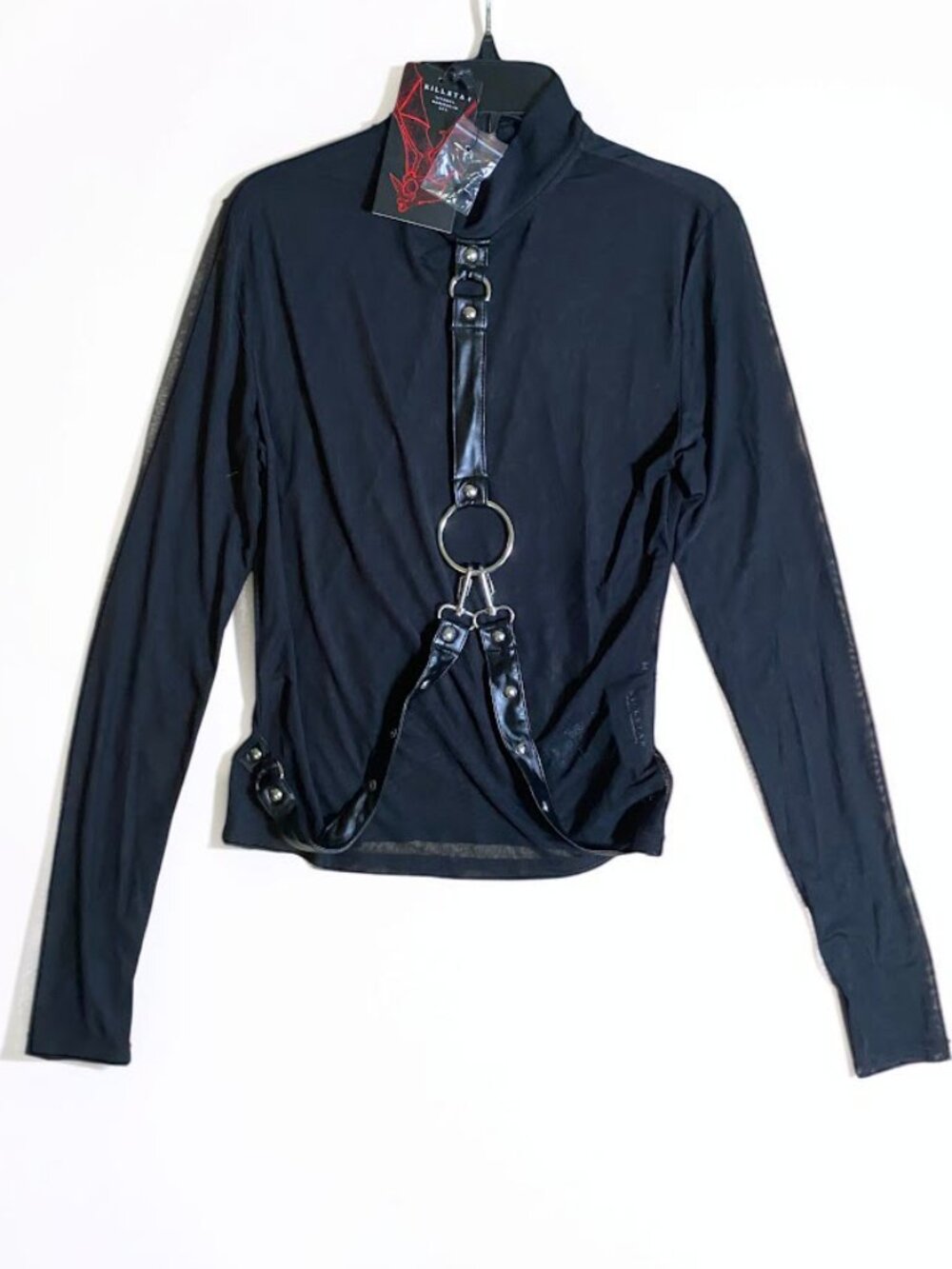 NWT Killstar Top XS Womens Black Gothic Vampire Sheer Alternative Blouse Sheer
